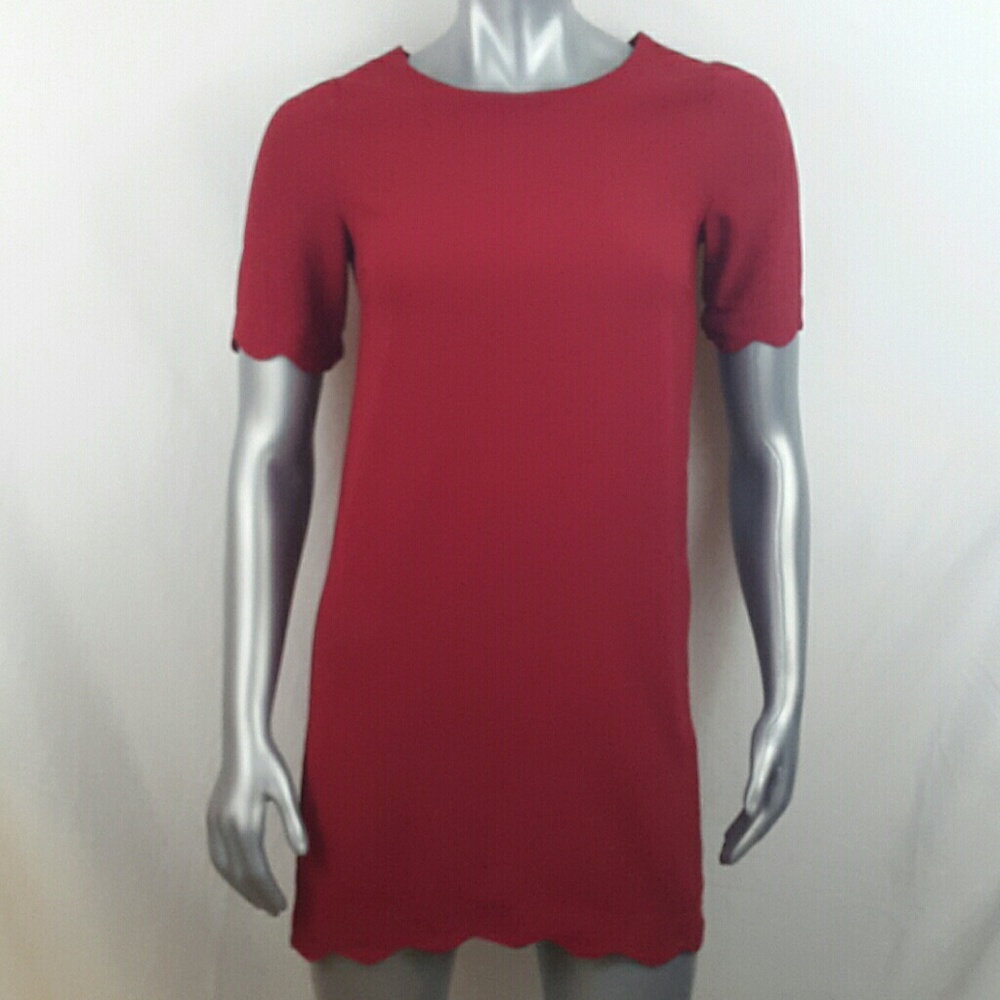 Monteau LA Small Dress Red A Line Wavey Hem
